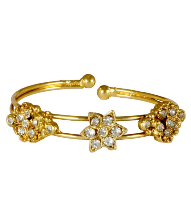 Kshitij Floral Kada Style Golden Plated Bracelet: Buy Kshitij Floral ...