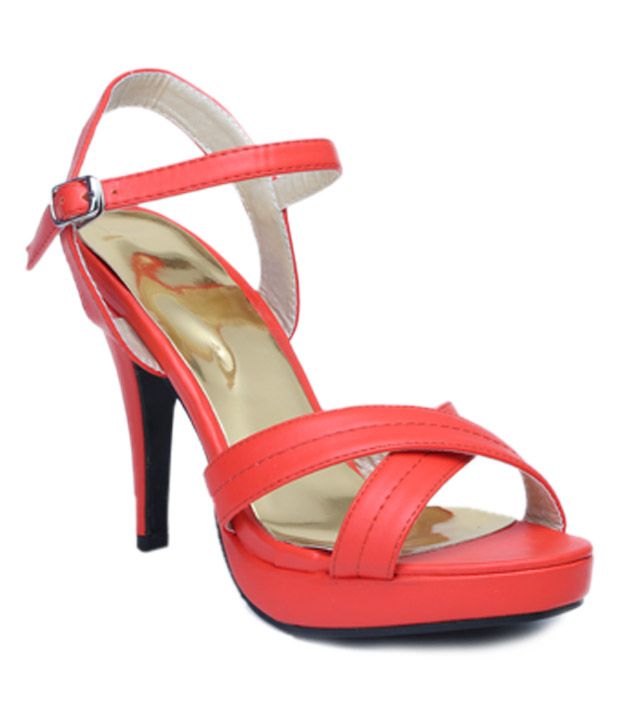 FNB-Nell Cross Over Red Pencil Heel Sandals Price in India- Buy FNB-Nell Cross Over Red Pencil 