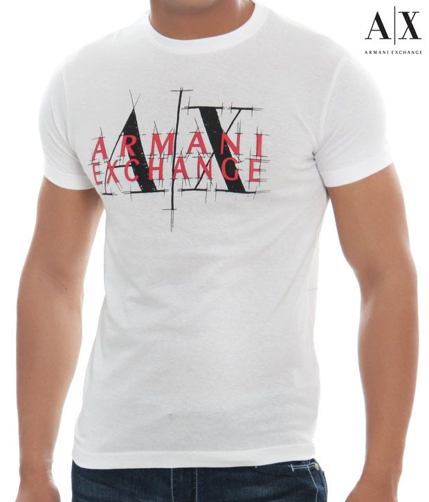 white and red armani exchange shirt