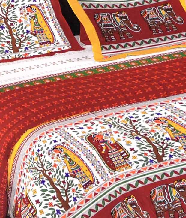 Bombay Dyeing Celebrating India Double Bed Sheet With 4 Pillow Covers