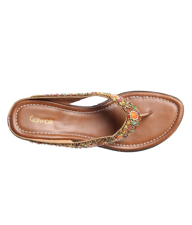 Catwalk Fabulous Orange Slip-on Sandals Price in India- Buy Catwalk