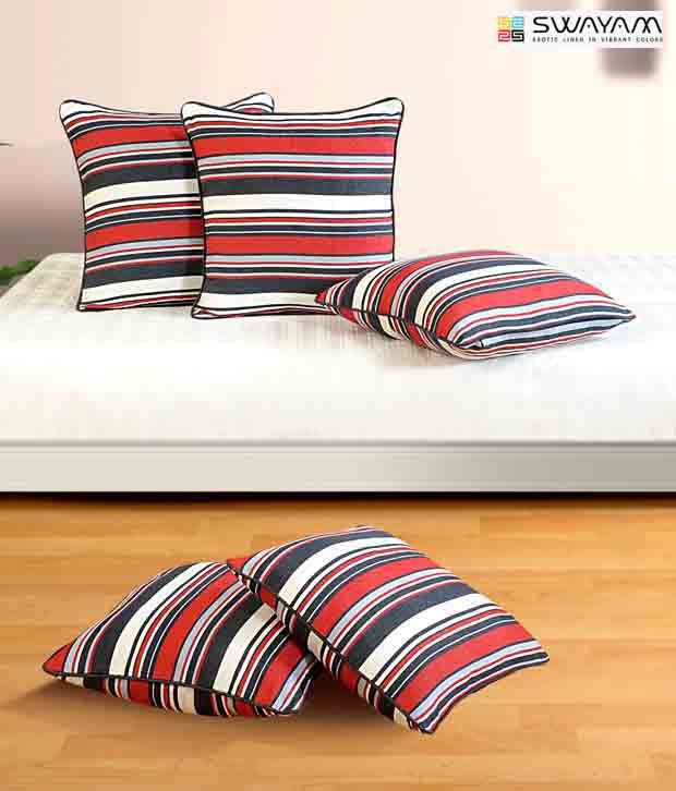Swayam Striped Cushion Cover Set 5 Pcs (16x16 inches) Buy Online at