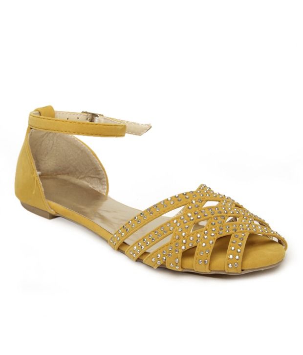 mustard flat sandals