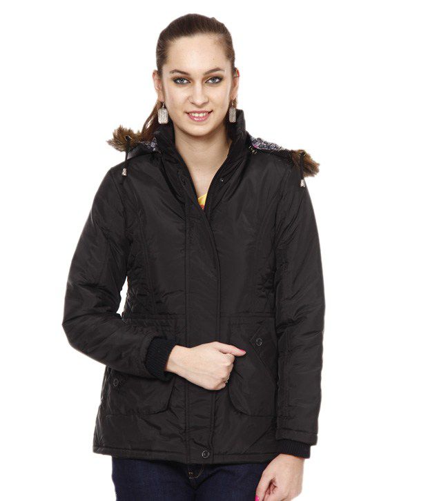 Buy Fort Collins Black Polyester Hooded Jacket Online at Best Prices in ...