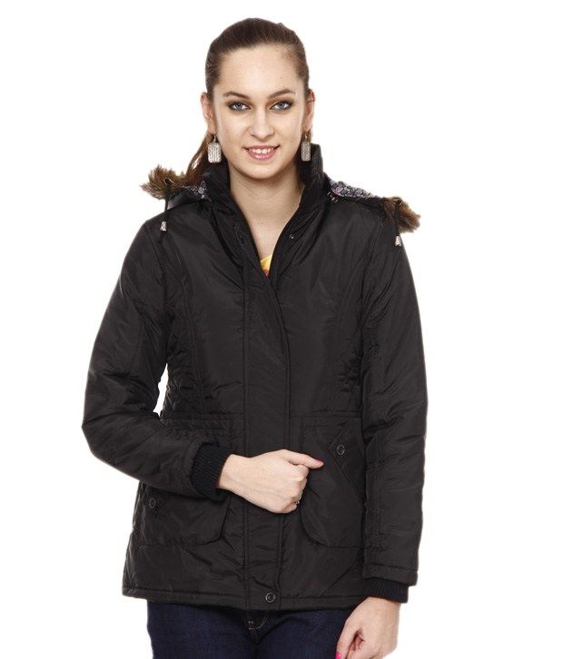 Buy Fort Collins Black Polyester Hooded Jacket Online at Best Prices in