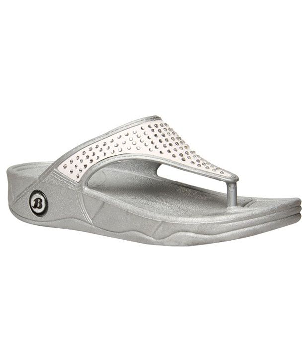Bata Sandak Silver Platform Slippers 