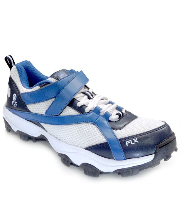 Flx Swift White \u0026 Blue Cricket Shoes 