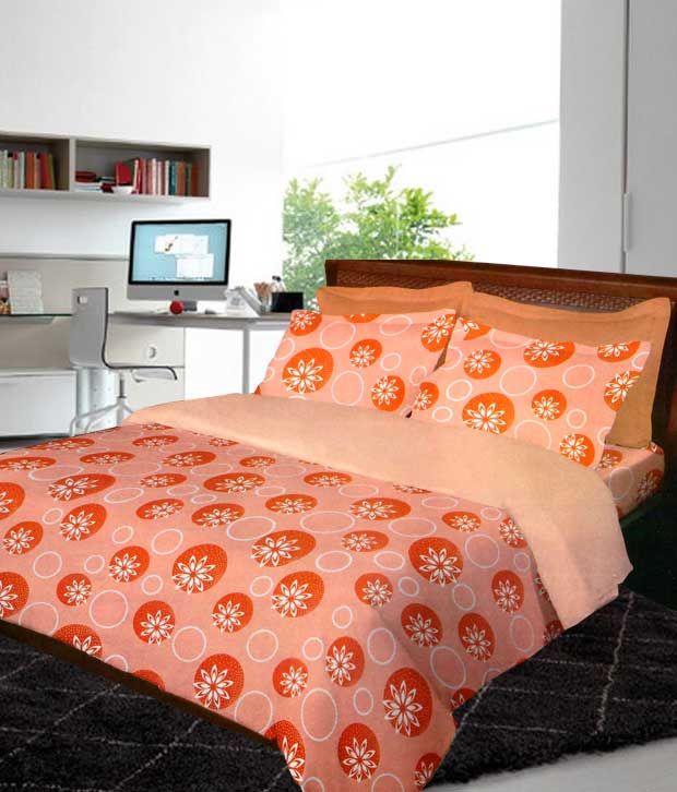 Bombay Dyeing Peach100 Cotton Bed Sheet & 2 Pillow Covers Buy Bombay