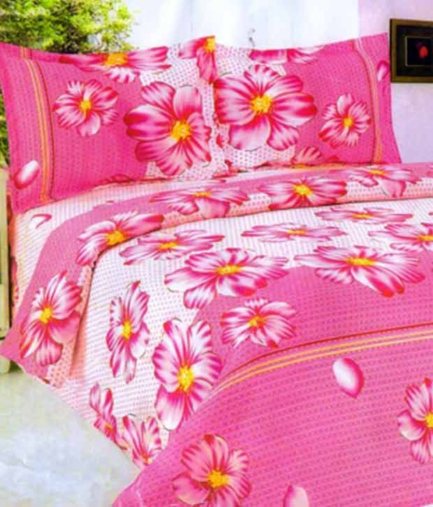 Dekor World Colourful Floral Double Bed Sheet & Pillow Cover Set12 Pcs