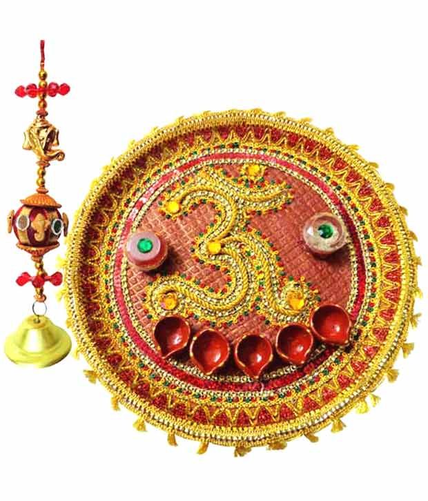 Creativity Centre Om Diya Puja Thali With Freebie: Buy Creativity ...