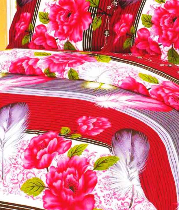 FabLooms Floral 2 Double Bed Sheets & 4 Pillow Covers Combo Buy