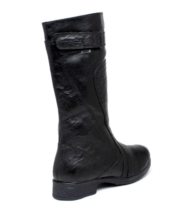 mid calf black leather boots with heel