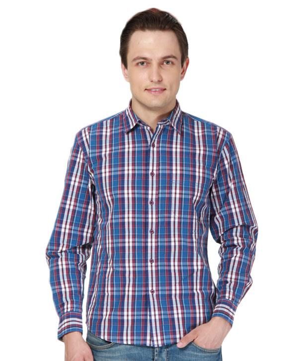 blue checkered shirt men