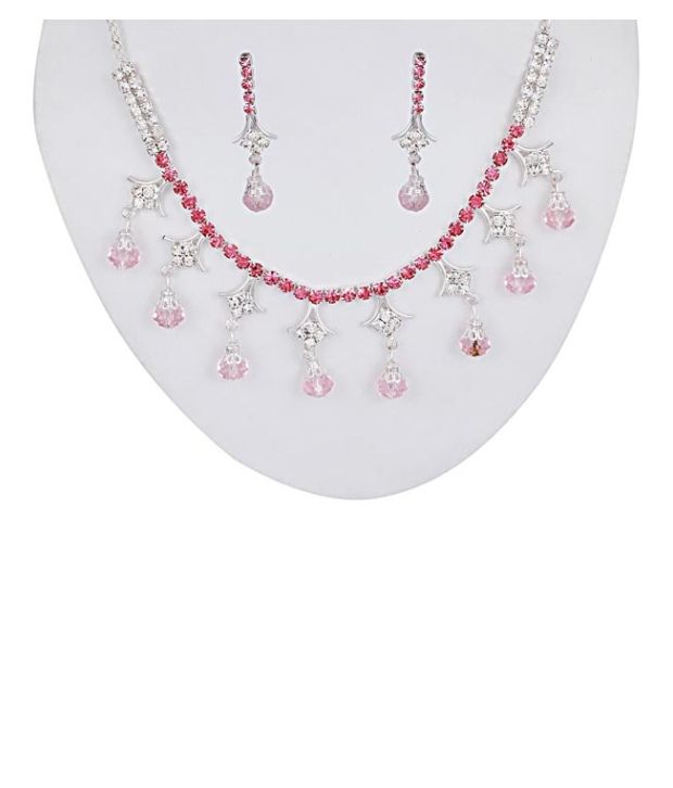 Sharnam Art Elegant Pink Drop Necklace Set Buy Sharnam Art Elegant