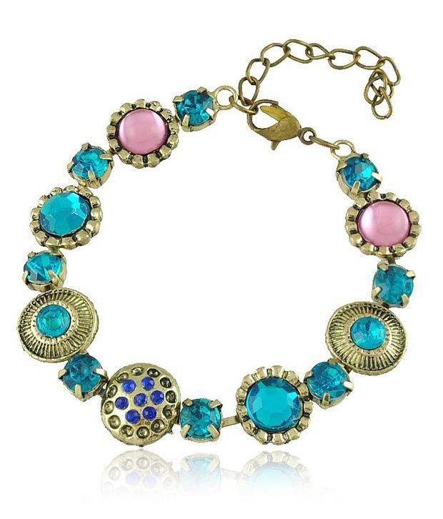 Cinderella Fashion Jewelry Pink & Blue Stone Bracelet: Buy Cinderella ...