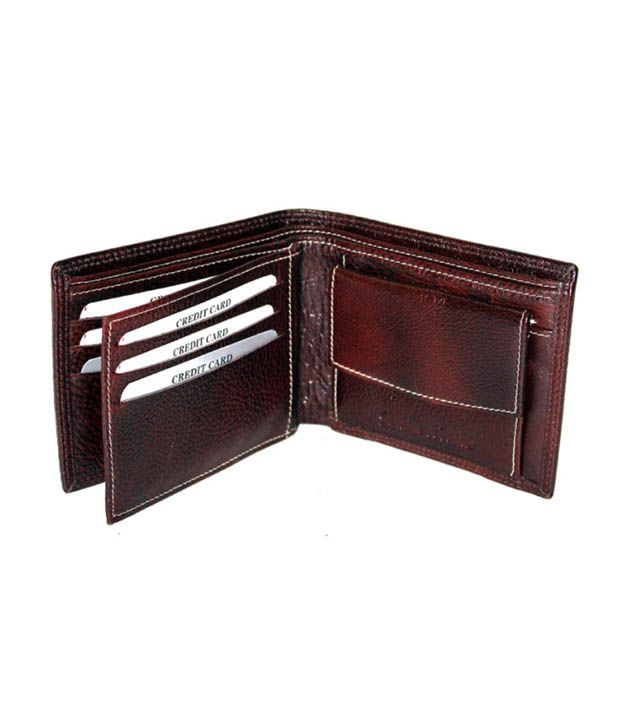 K London Contrast Stitch Bifold Leather Brown Regular Wallet: Buy ...