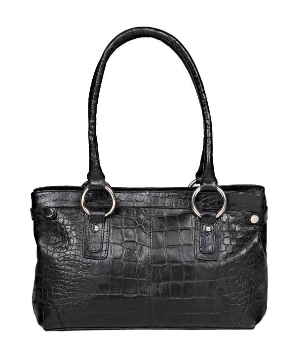 Kara Lilac Black Croc Finish Handbag - Buy Kara Lilac Black Croc Finish ...