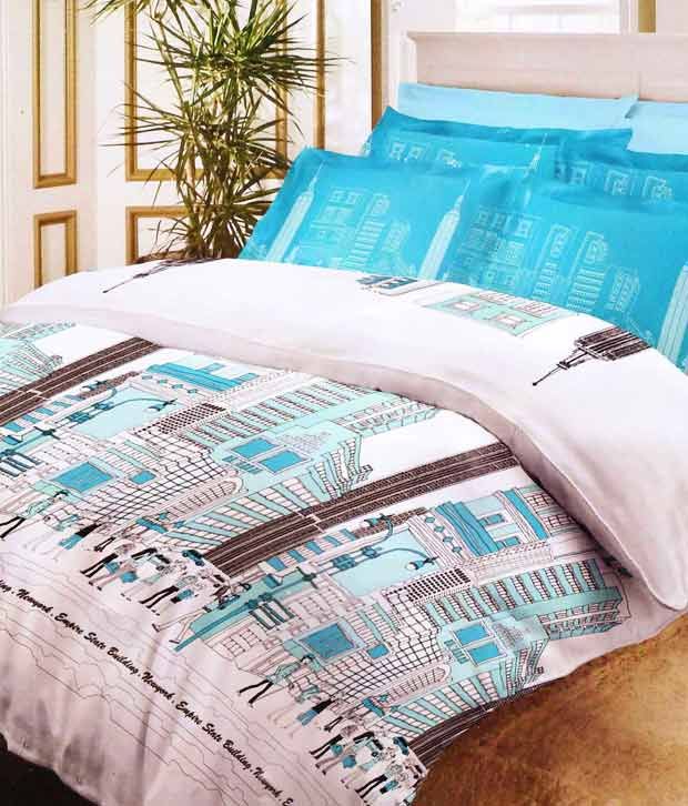 Bombay Dyeing Contemporary Blue Bed Sheets - 250 TC - Buy ...