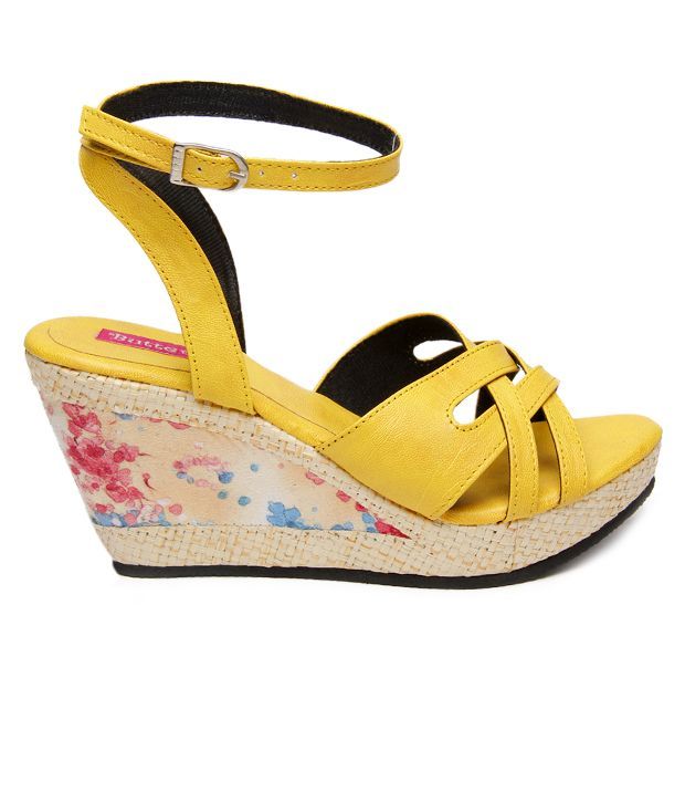 yellow wedge heel sandals
