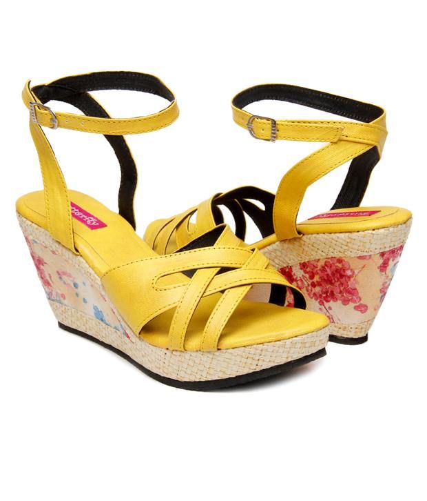 yellow wedge heel sandals