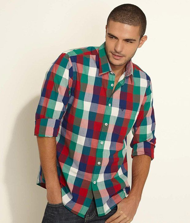 multi colored checkered shirt