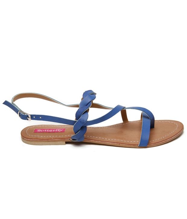 Butterfly Blue Flat Sandals Price in India- Buy Butterfly Blue Flat ...