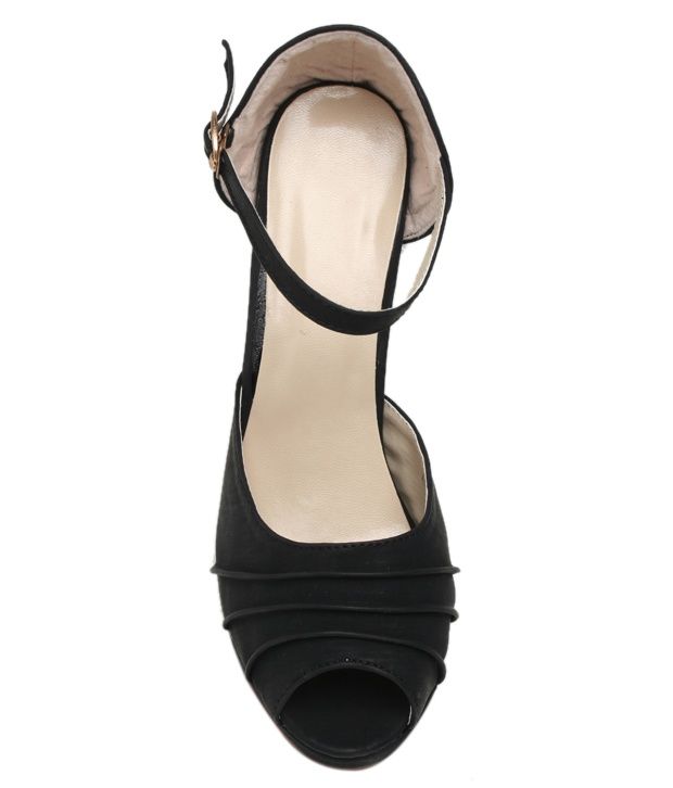 black pencil heel sandals