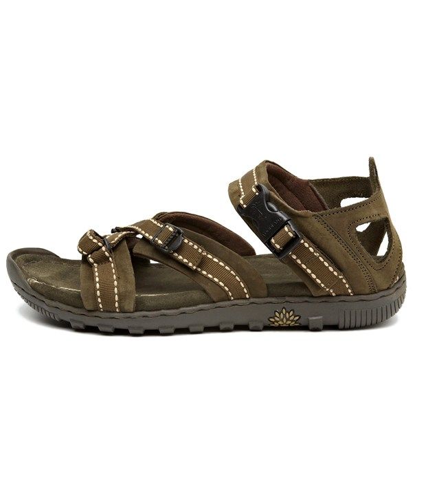 woodland men olive green leather sandals