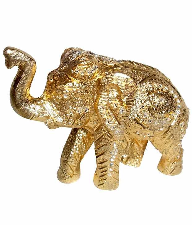 Popli Brass Golden Elephant with Nakashi Work: Buy Popli Brass Golden ...