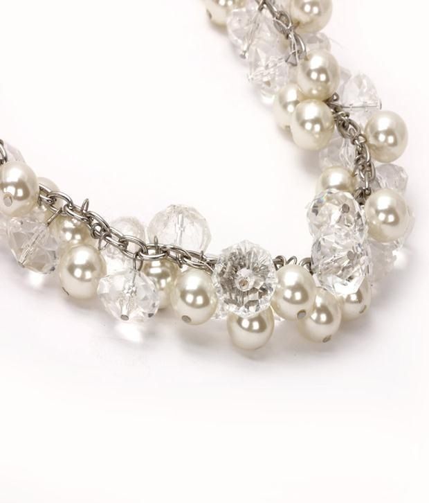 Khoobsurati Pearl Bunch Ribbon Neck String Necklace Buy Khoobsurati