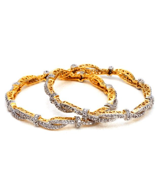 Vatika Pair Of Cross Over Design AD Bangles Buy Vatika Pair Of Cross 