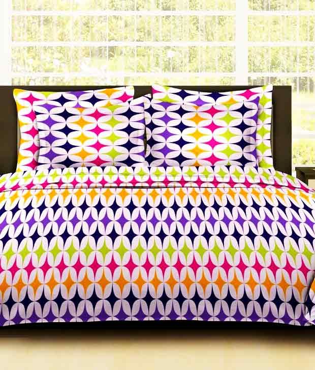 Bombay Dyeing Zinnia Double Bedsheet Set ( L Pink ) Set of 3 Buy