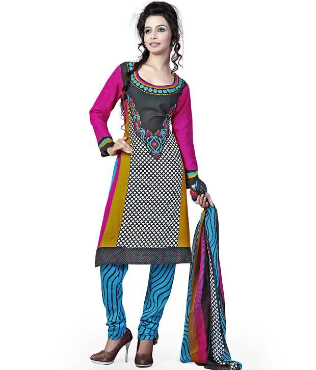 Kalazone Multi Color Silk Dress Material - WD20493 - Buy Kalazone Multi ...