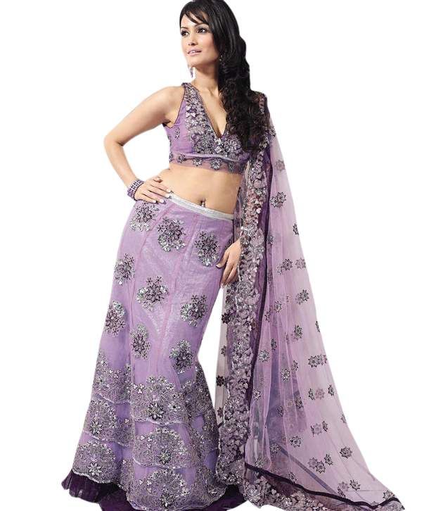 lavender net lehenga