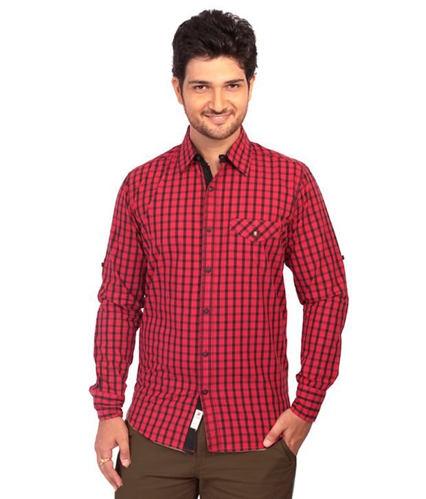 srk red check shirt