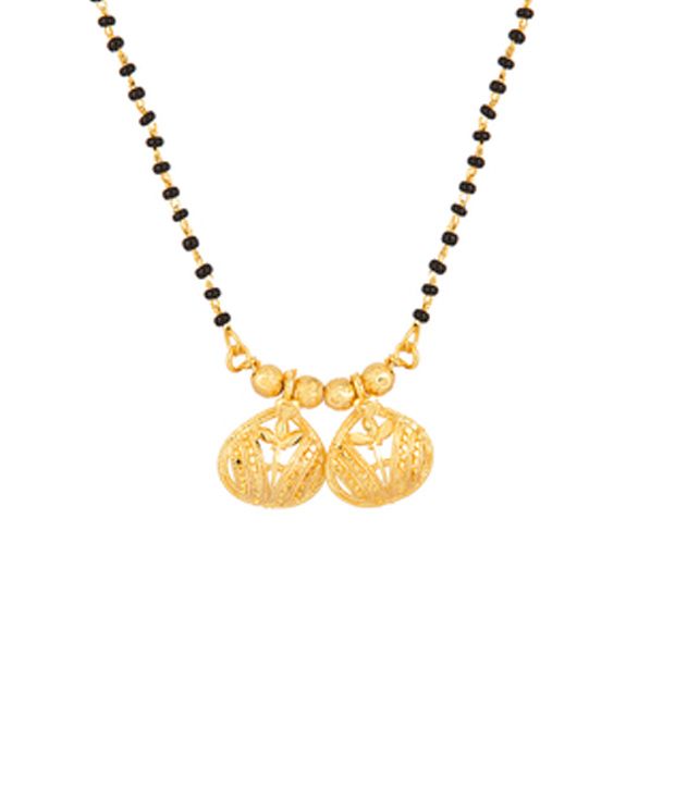 Voylla Wati Mangalsutra with Little Golden Three Buds Design; Gold Tone: Buy Voylla Wati 