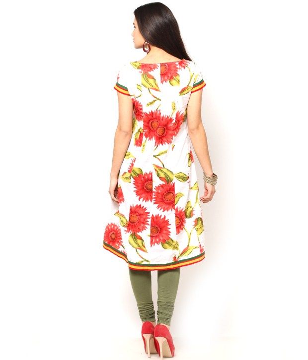 Kurti's White Floral Design Kurti - Buy Kurti's White Floral Design ...