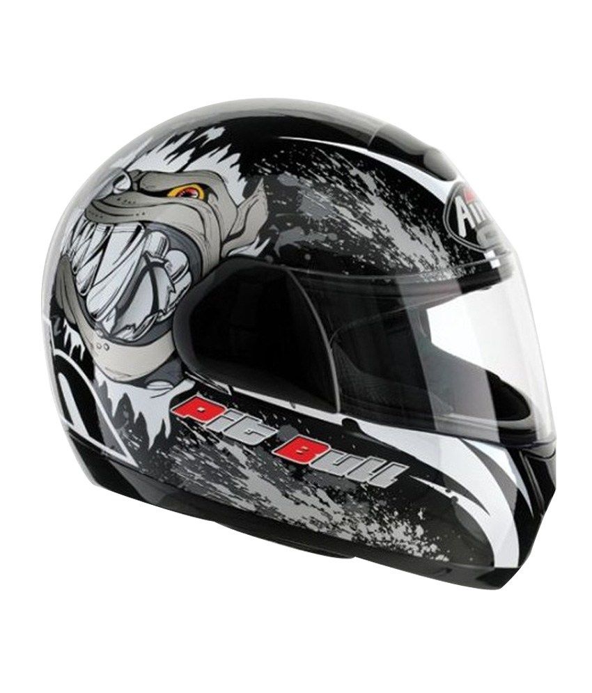 Airoh - Full Face Helmet - Speed Fire Pitbull (Black and White Graphics