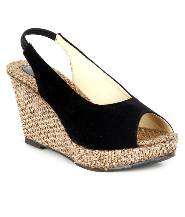 Feel It Trendy Black Wedge Heel Sandals Price in India- Buy Feel It ...