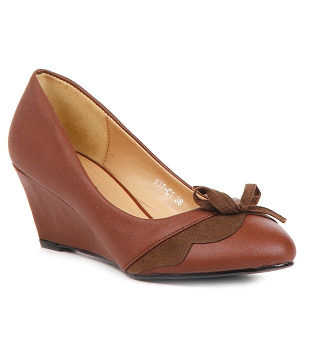 open toe brown wedges
