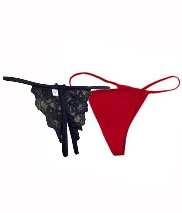 Buy Satin And Lace Red And Black Thongs Online At Best Prices In India