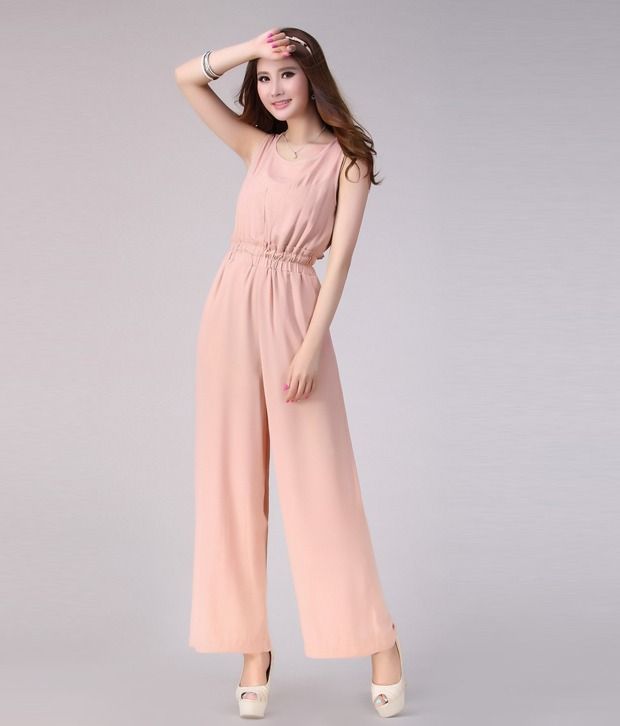 pink denim jumpsuit