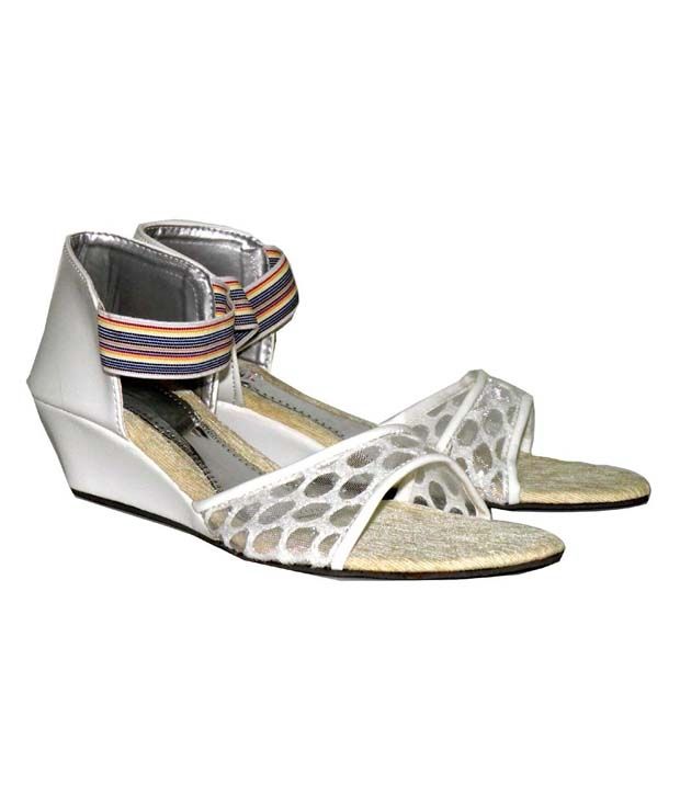 Indirang Quirky White Heeled Sandals Price in India Buy Indirang