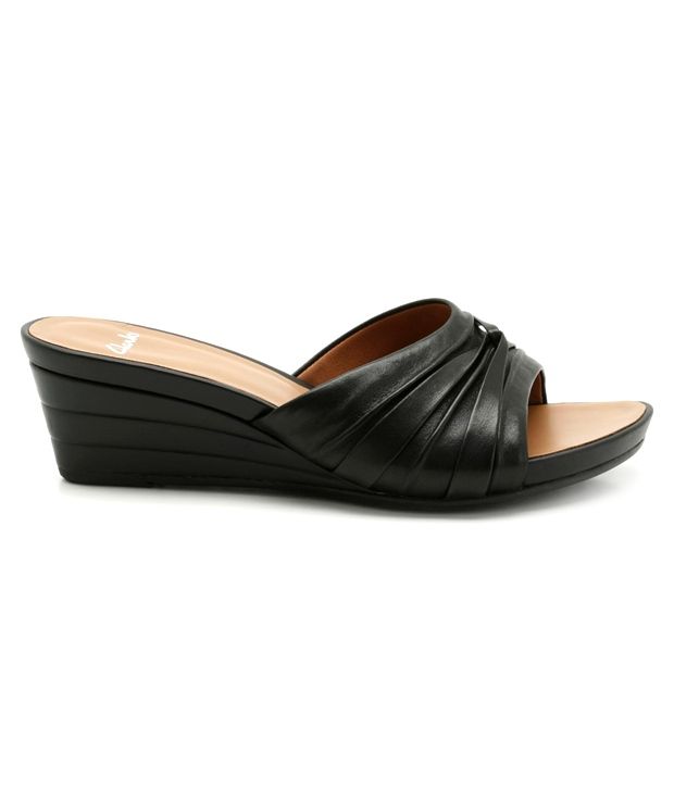 black leather slip on slippers