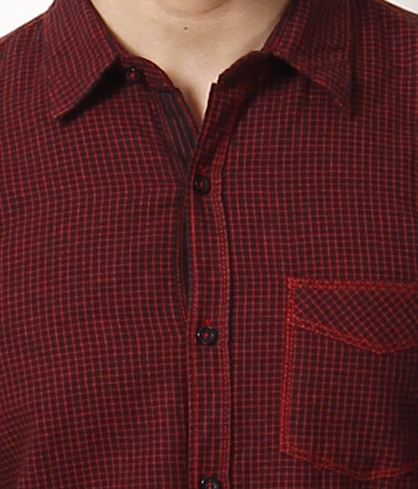 maroon checkered dress shirt