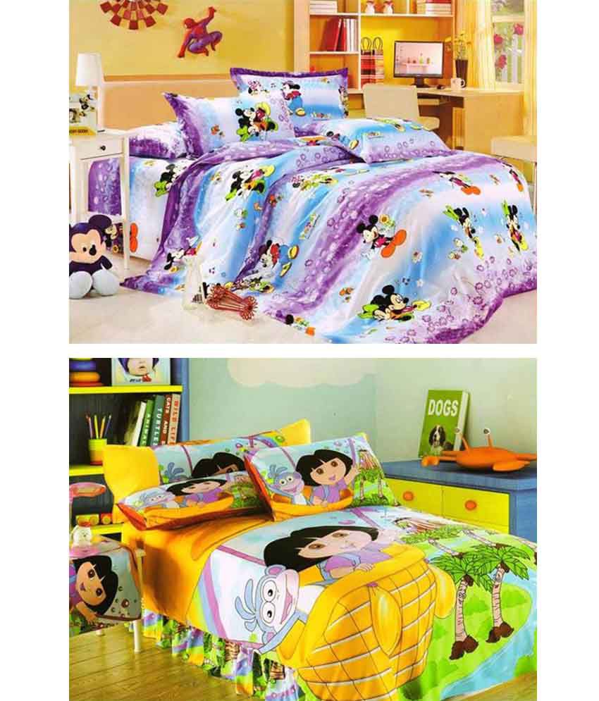 Skap Bed Sheet Angels And Jungle Book Orange Pink Black Buy Skap Bed 7870