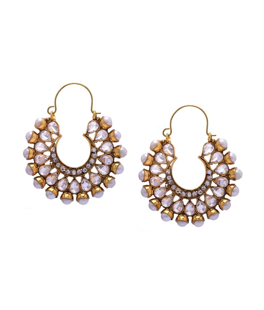 Hyderabad Jewel Classic CZ Gold & White Stone Baali - Buy Hyderabad 