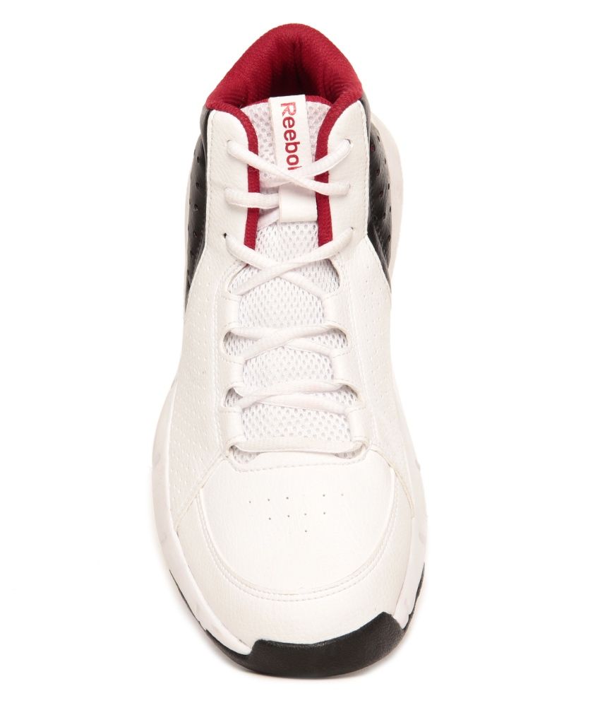 white and red reeboks