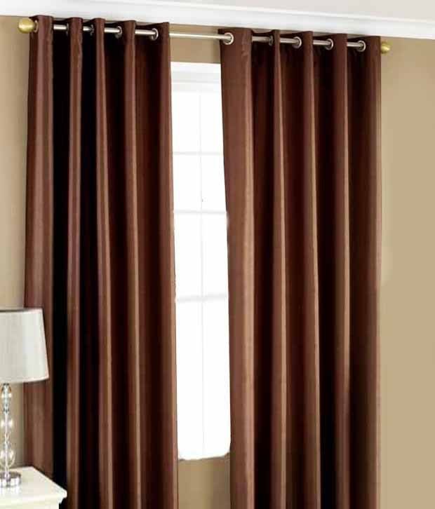     			Home Candy Set of 2 Door Eyelet Curtains Brown