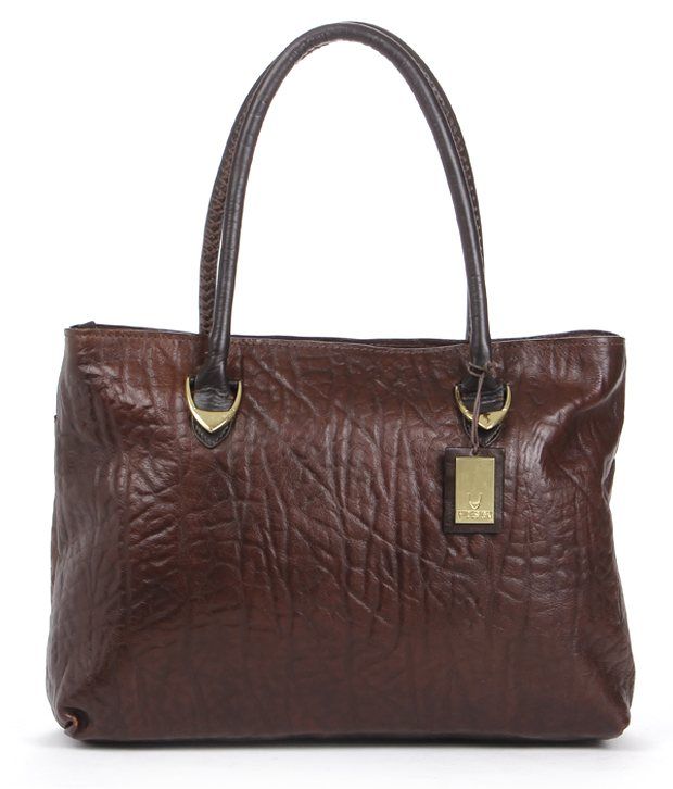 hidesign brown textured shoulder bag